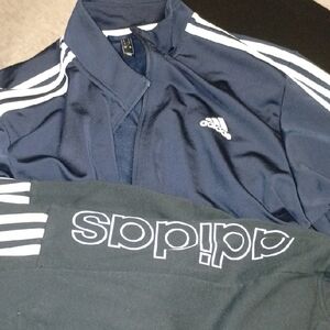 Adidas Dark Blue and Black Tracksuit Both Large